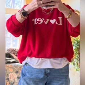 Red Lover Graphic Sweatshirt BY Wishlist ribbed crewneck NWT